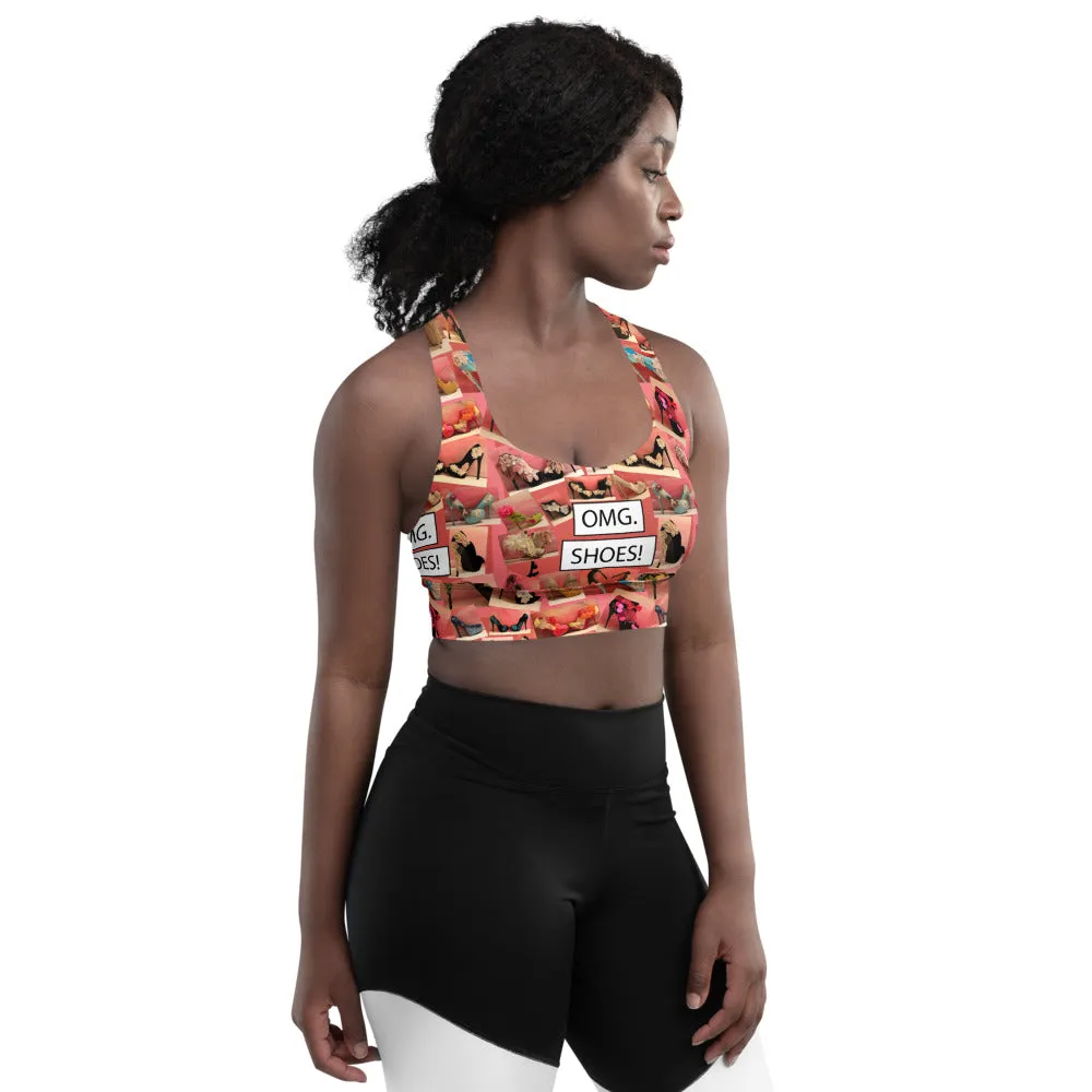 Longline sports bra 'OMG. Shoes!'