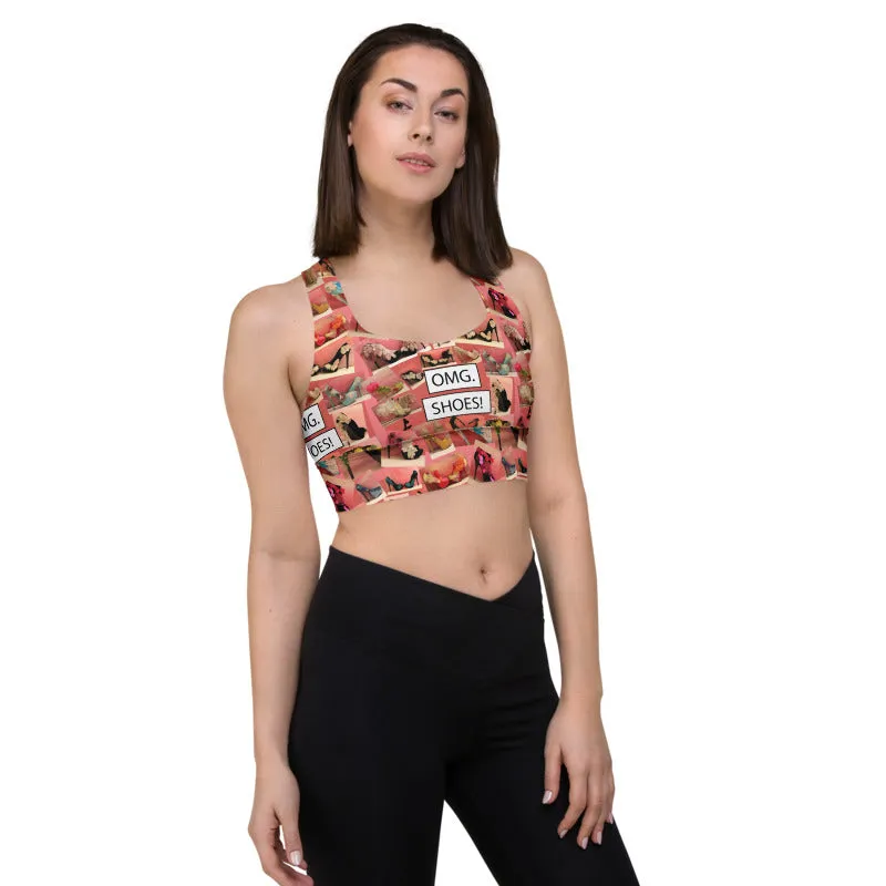 Longline sports bra 'OMG. Shoes!'