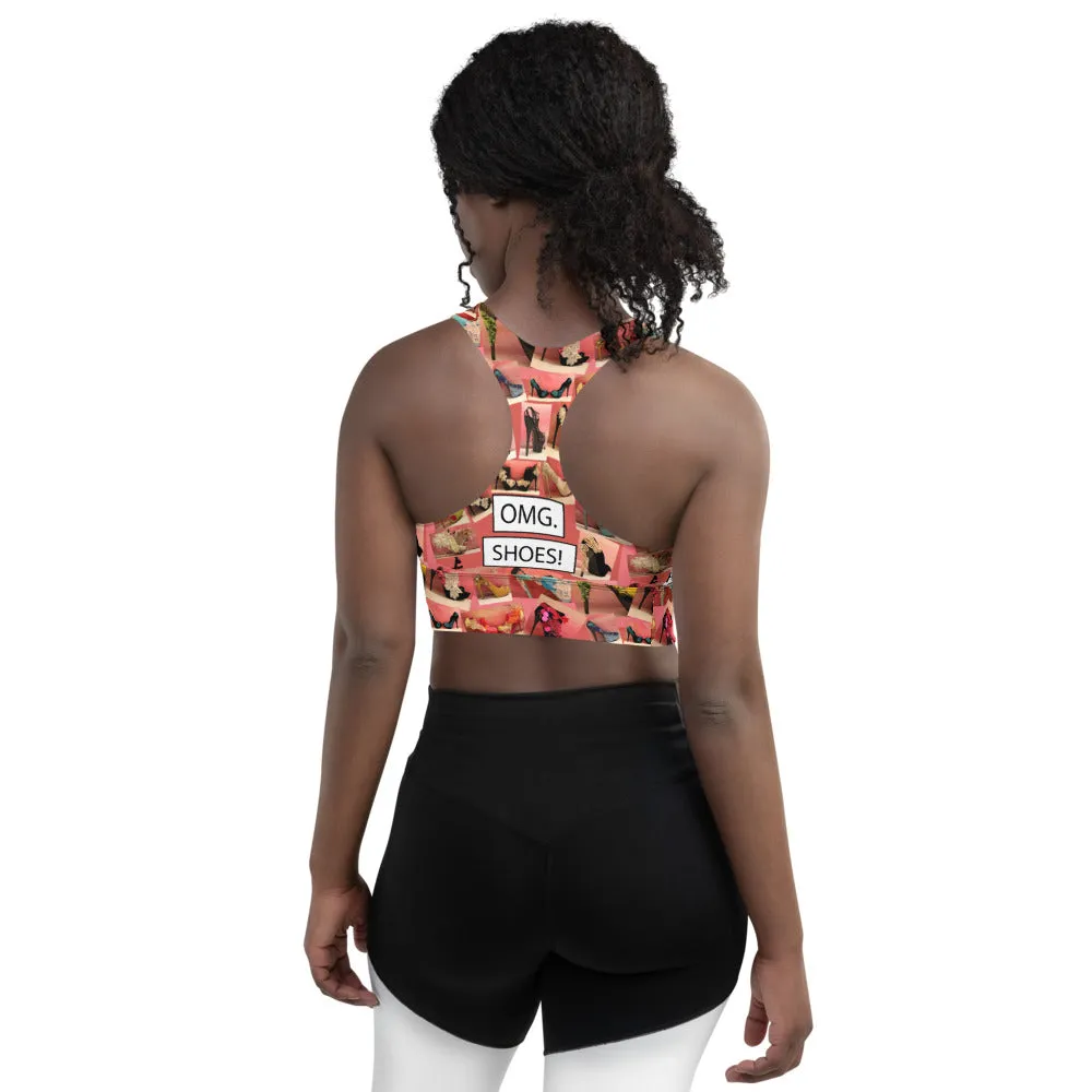 Longline sports bra 'OMG. Shoes!'