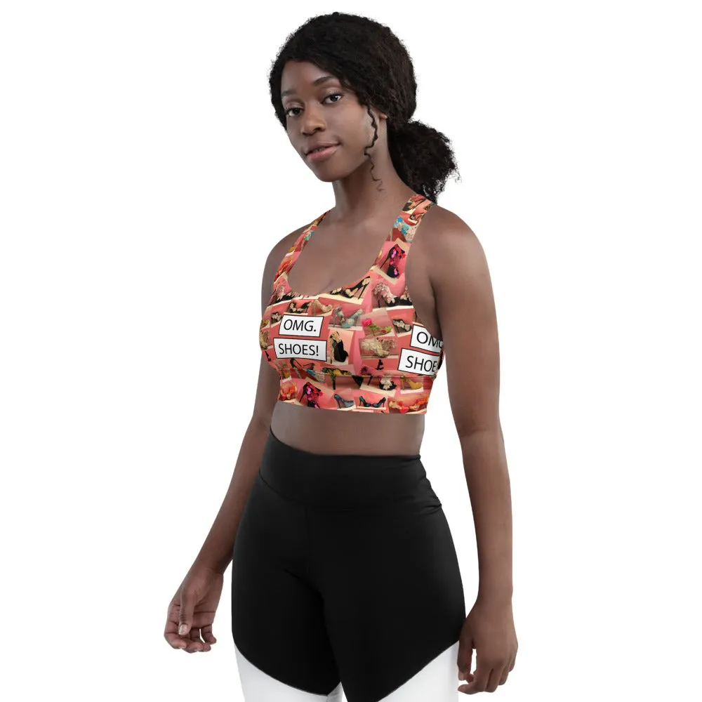 Longline sports bra 'OMG. Shoes!'