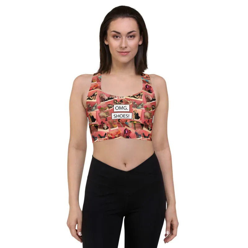 Longline sports bra 'OMG. Shoes!'
