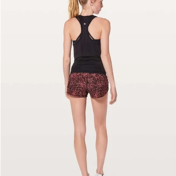 Lululemon Speed Up Short *2.5&quot; Infinity Speed Up Short Glossy Black / Coral sz 6