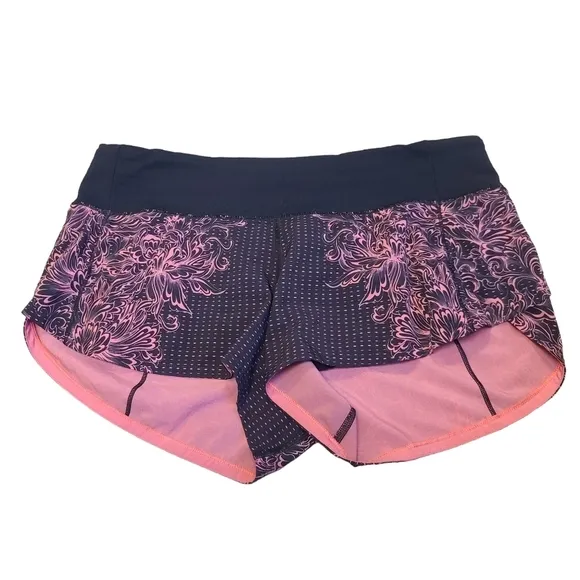 Lululemon Speed Up Short *2.5&quot; Infinity Speed Up Short Glossy Black / Coral sz 6