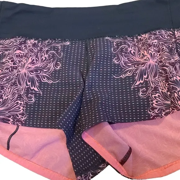 Lululemon Speed Up Short *2.5&quot; Infinity Speed Up Short Glossy Black / Coral sz 6