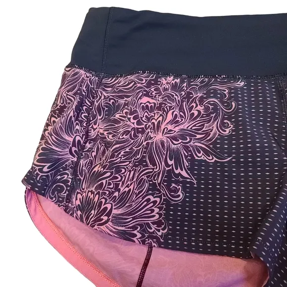 Lululemon Speed Up Short *2.5&quot; Infinity Speed Up Short Glossy Black / Coral sz 6
