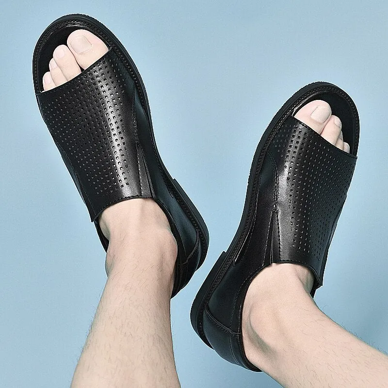 Male Classics Black Hollow Outdoor Sandals