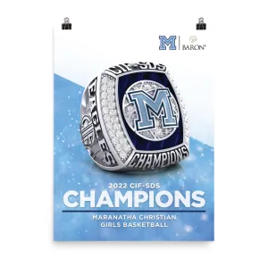 Maranatha Christian Girls Basketball 2022 Championship Poster