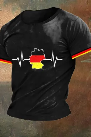 Men's 2024 German Print Casual T-Shirt