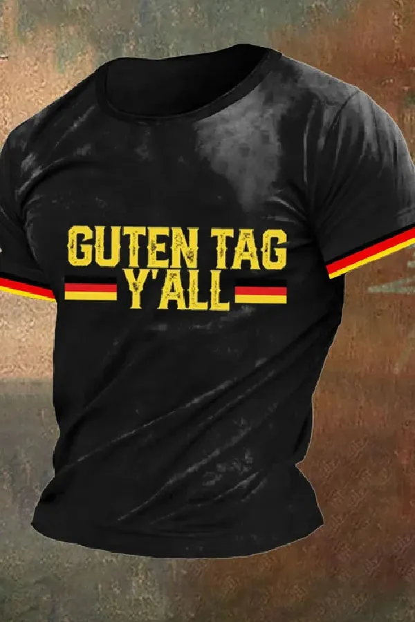 Men's 2024 German Print Casual T-Shirt