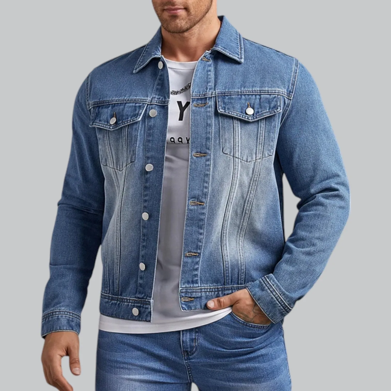 Men's Casual Denim Jacket | Slim Fit, Lightweight Fabric, Classic Style for Everyday Wear