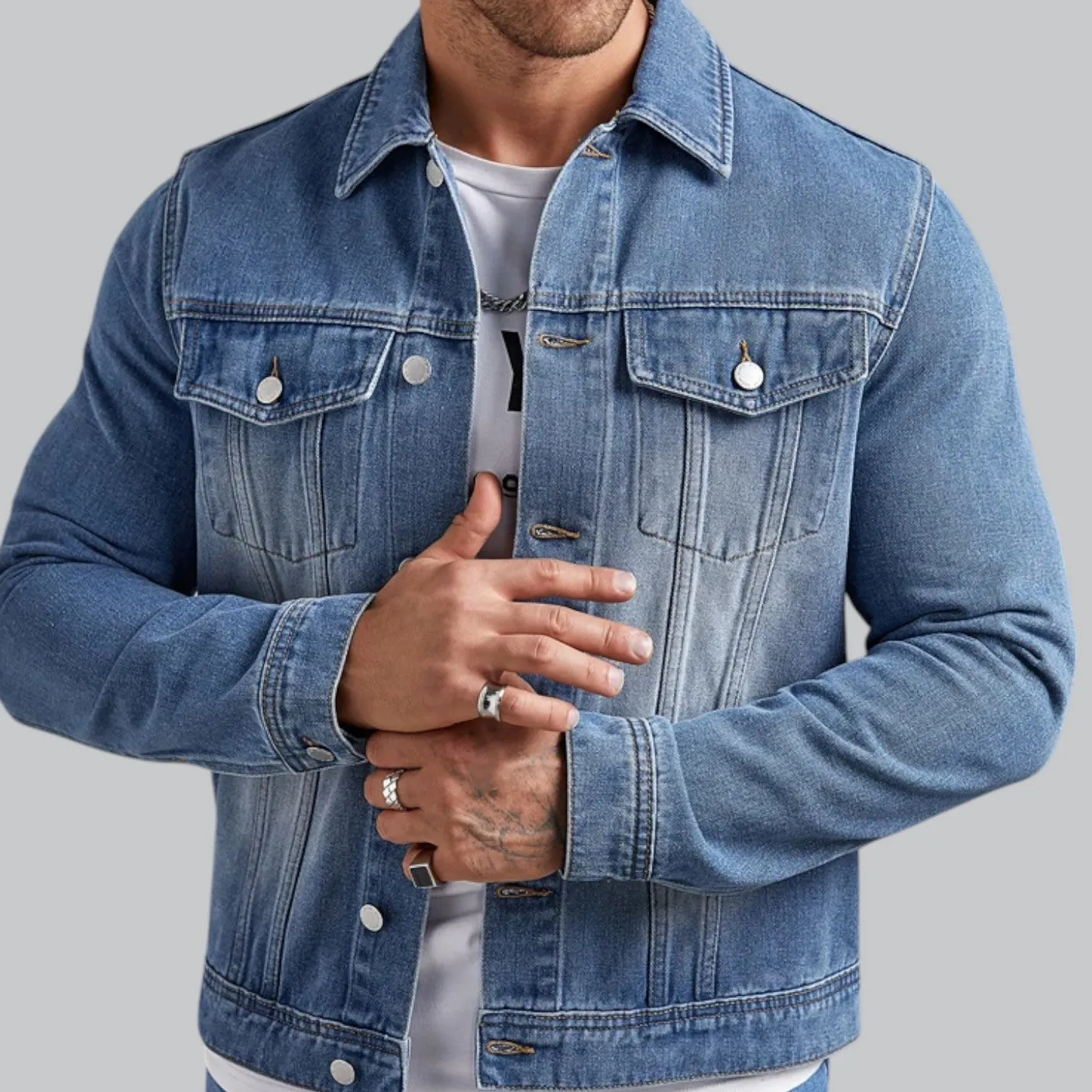 Men's Casual Denim Jacket | Slim Fit, Lightweight Fabric, Classic Style for Everyday Wear