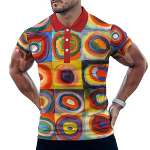 Men's Colorful Abstract Geometric Pop Art Printed Polo Shirt 2408008652