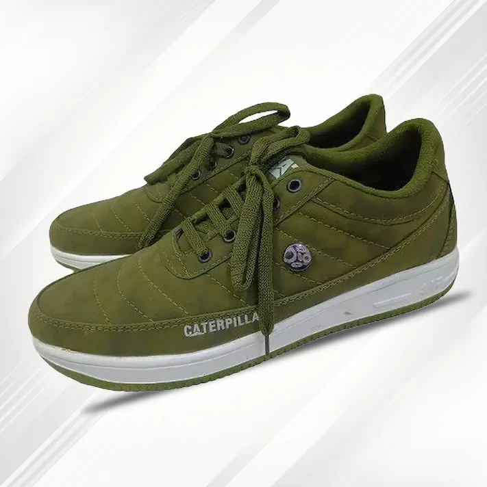 Men's Olive Green Casual Lace-Up Sneakers - Comfortable Everyday Shoes