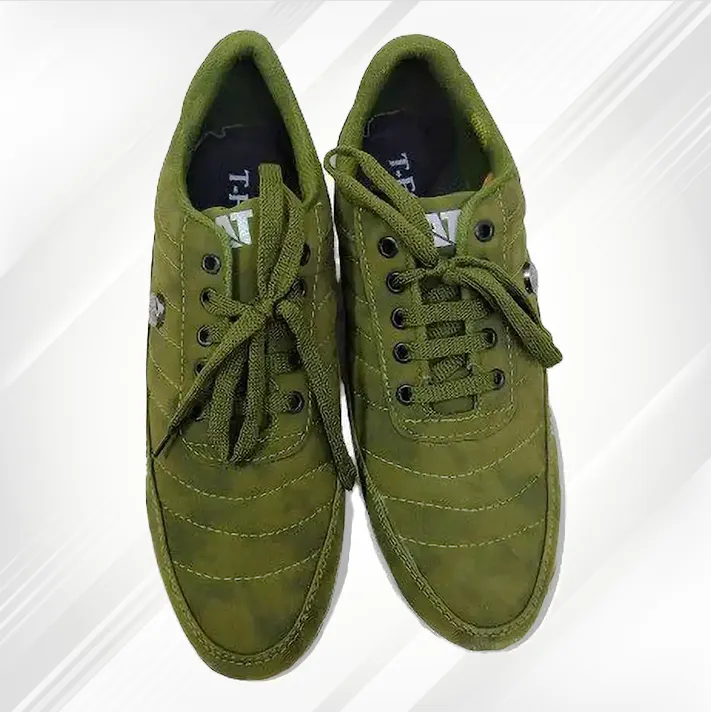Men's Olive Green Casual Lace-Up Sneakers - Comfortable Everyday Shoes