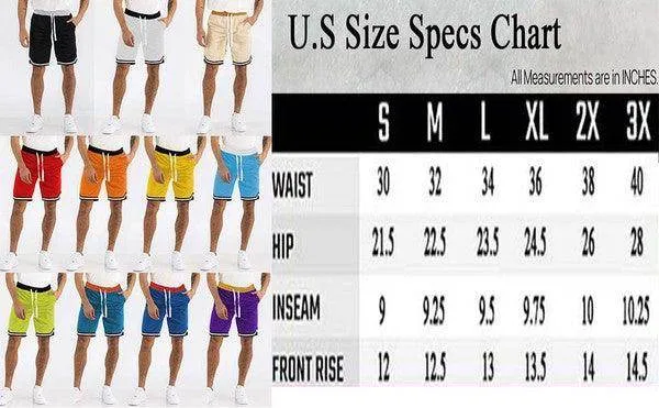Mens Solid Athletic Basketball Sports Shorts