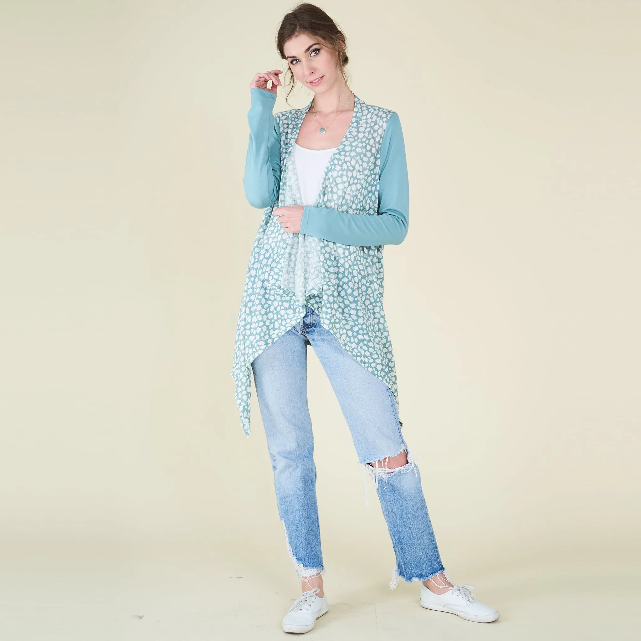 Mono Giraffe Print Knit Cardigan