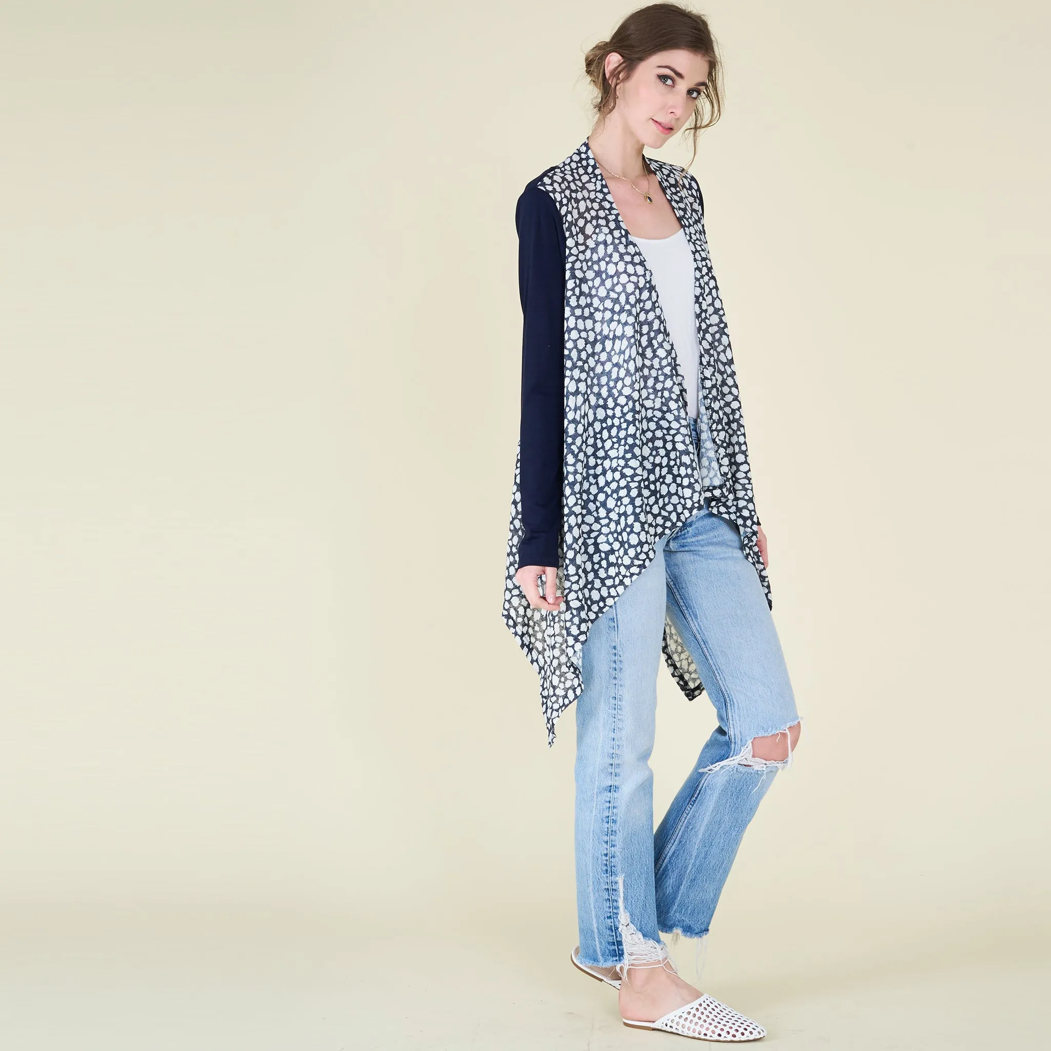 Mono Giraffe Print Knit Cardigan
