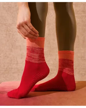 Move Active Crew Non Slip Grip Socks - Fade Banksia
