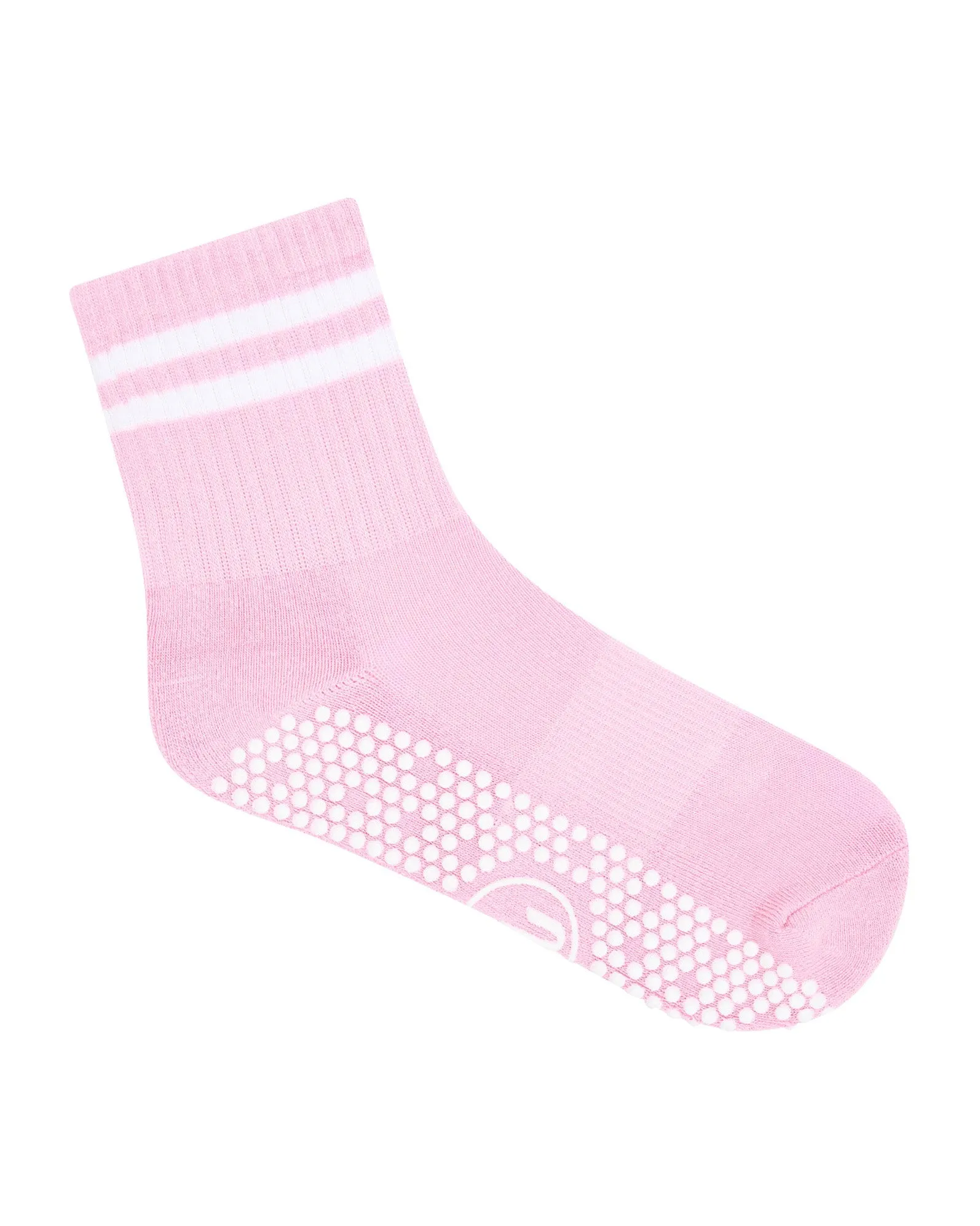 Move Active Crew Non Slip Grip Socks - Ribbed Sporty Pink