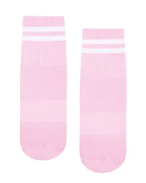 Move Active Crew Non Slip Grip Socks - Ribbed Sporty Pink