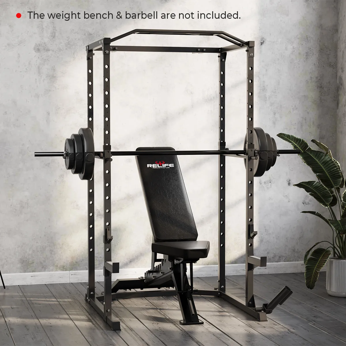 Multi-Functional Power Rack with J-Hooks Landmine Attachment for Home Gym
