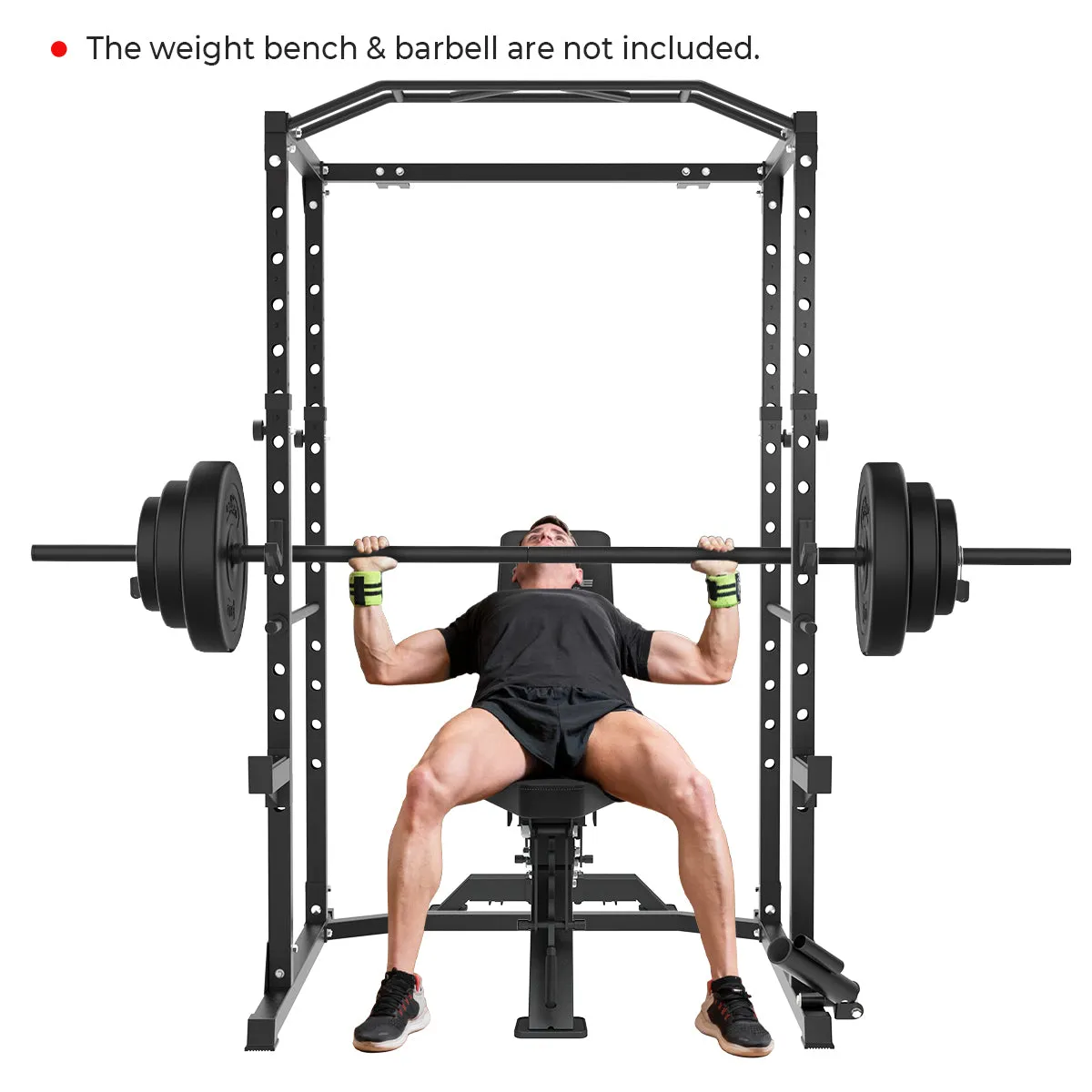 Multi-Functional Power Rack with J-Hooks Landmine Attachment for Home Gym