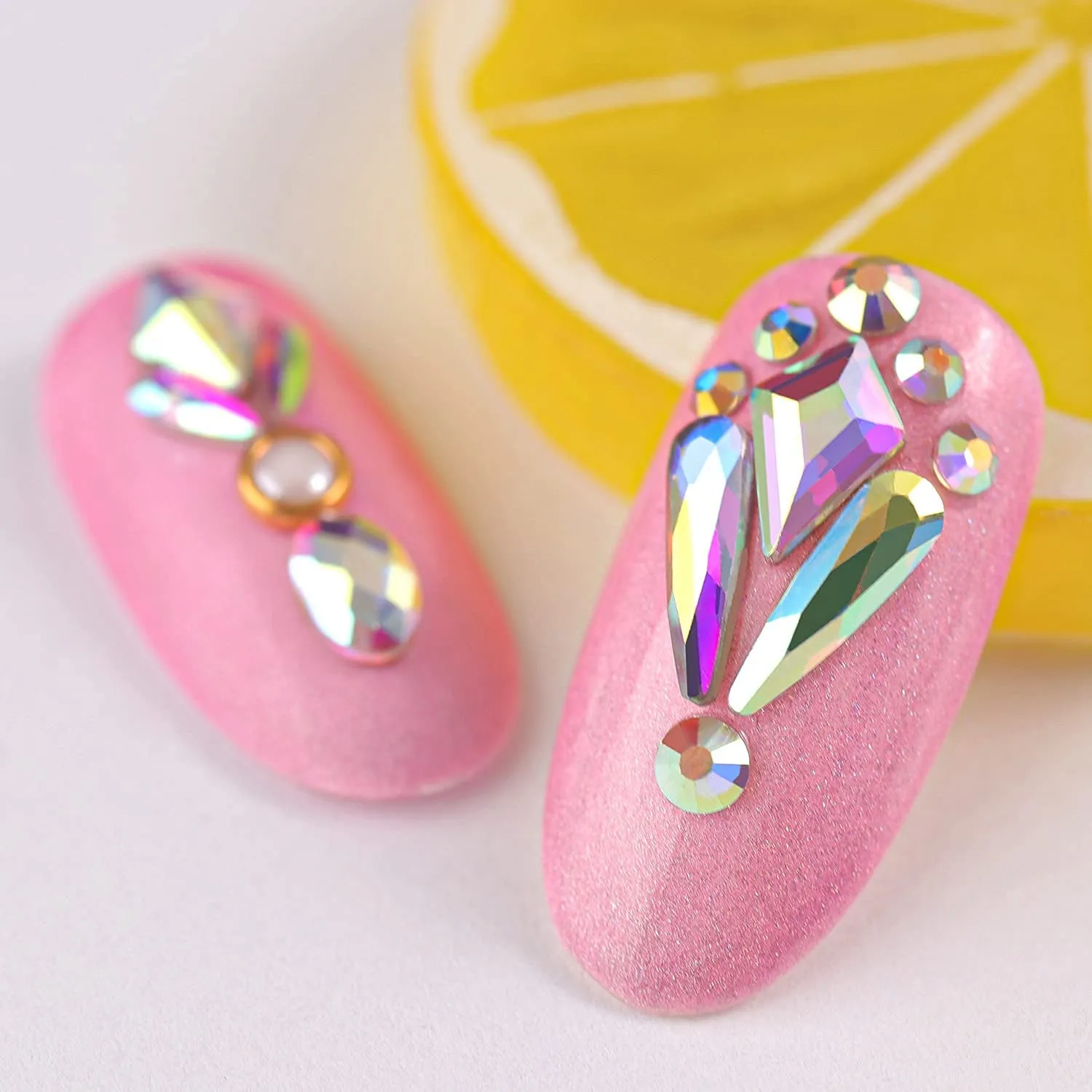 Multi Shapes 3D Glass AB Crystal Nail Art Rhinestones Kit with Flatback round Bead Charm Gem Stone Jewelry Diamond with Pickup Pen   Tweezer for Manicure Craft Decoration by  (Iridescent)