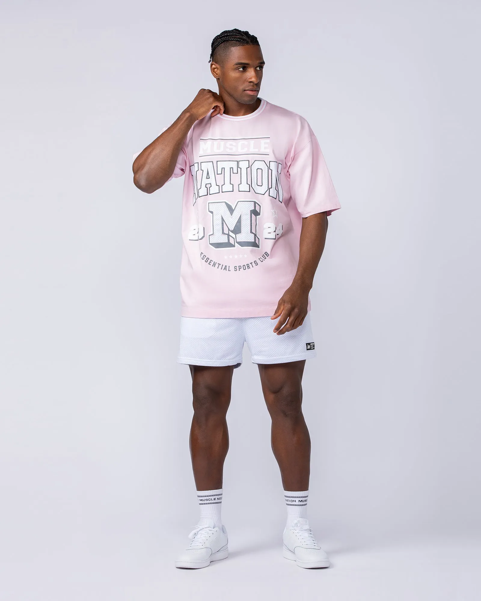 Muscle Nation | Sporting Club Oversized Tee - Soft Pink