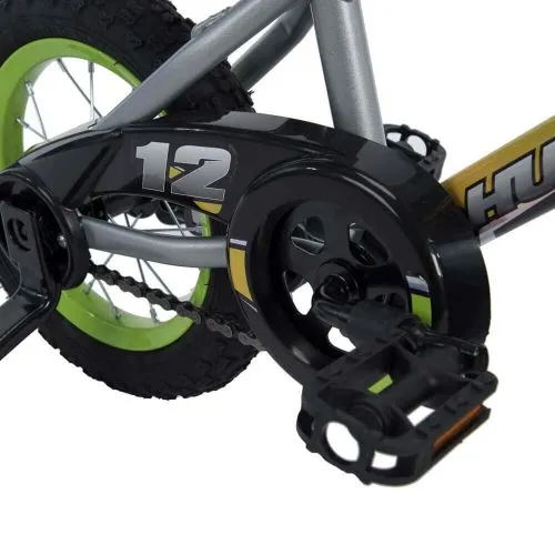 New with Tags! Huffy Kids Lime Green & Silver Grey 12" Beginners Bike with Training Wheels!