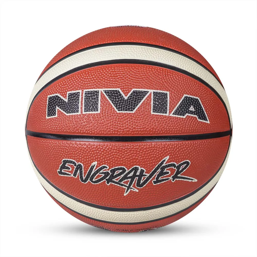 NIVIA ENGRAVER, Match Ball, 14 Panels, Soft Touch Rubber Cover Molded with Pebbled Texture , Butyl ThreadwoundedBladder, As per BFI Standard , Made for Tournaments , to Play on All Indoor & Outdoor Surfaces