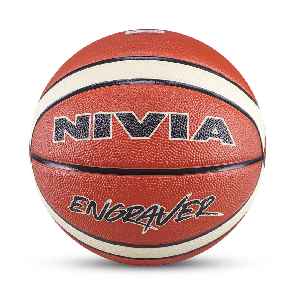 NIVIA ENGRAVER, Match Ball, 14 Panels, Soft Touch Rubber Cover Molded with Pebbled Texture , Butyl ThreadwoundedBladder, As per BFI Standard , Made for Tournaments , to Play on All Indoor & Outdoor Surfaces