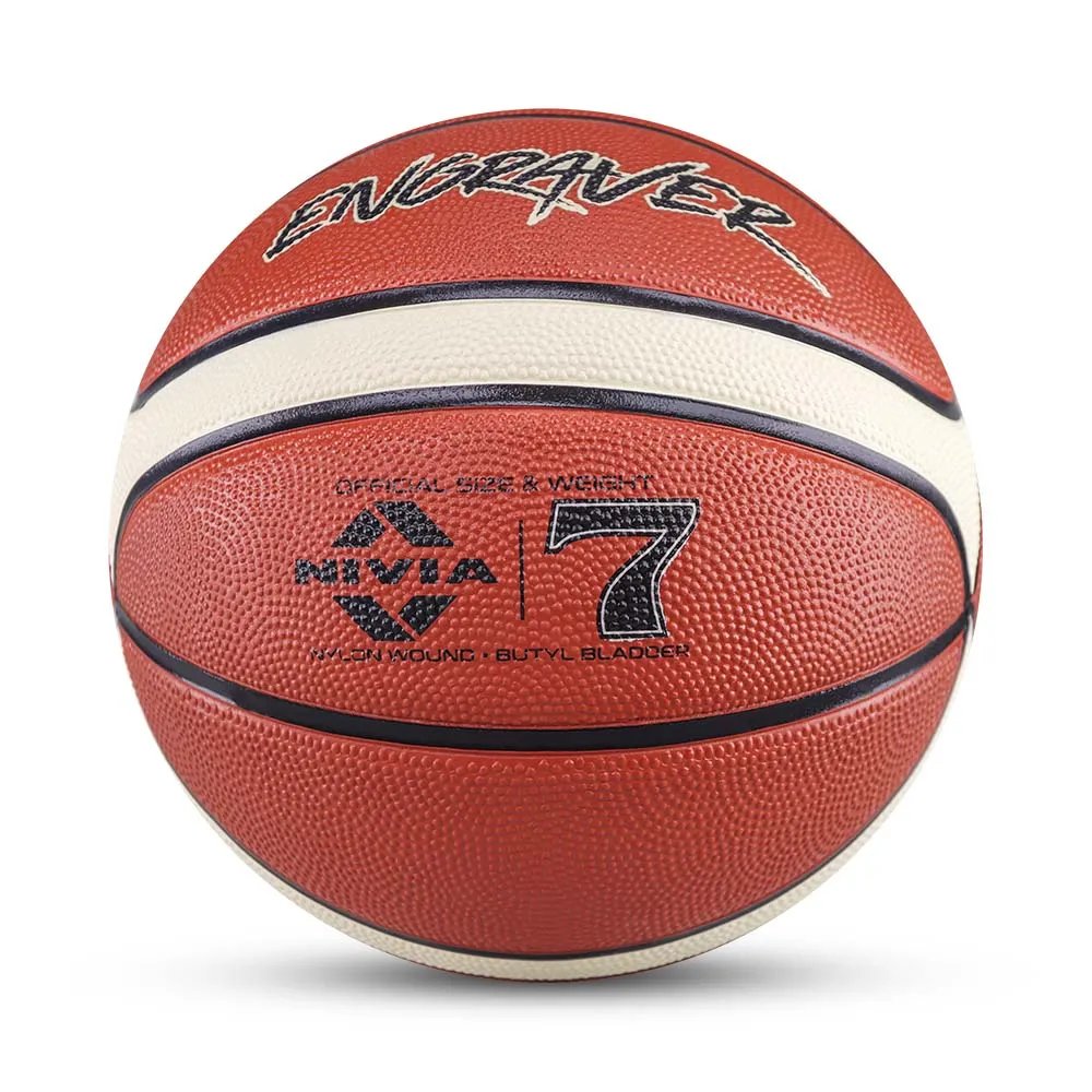 NIVIA ENGRAVER, Match Ball, 14 Panels, Soft Touch Rubber Cover Molded with Pebbled Texture , Butyl ThreadwoundedBladder, As per BFI Standard , Made for Tournaments , to Play on All Indoor & Outdoor Surfaces