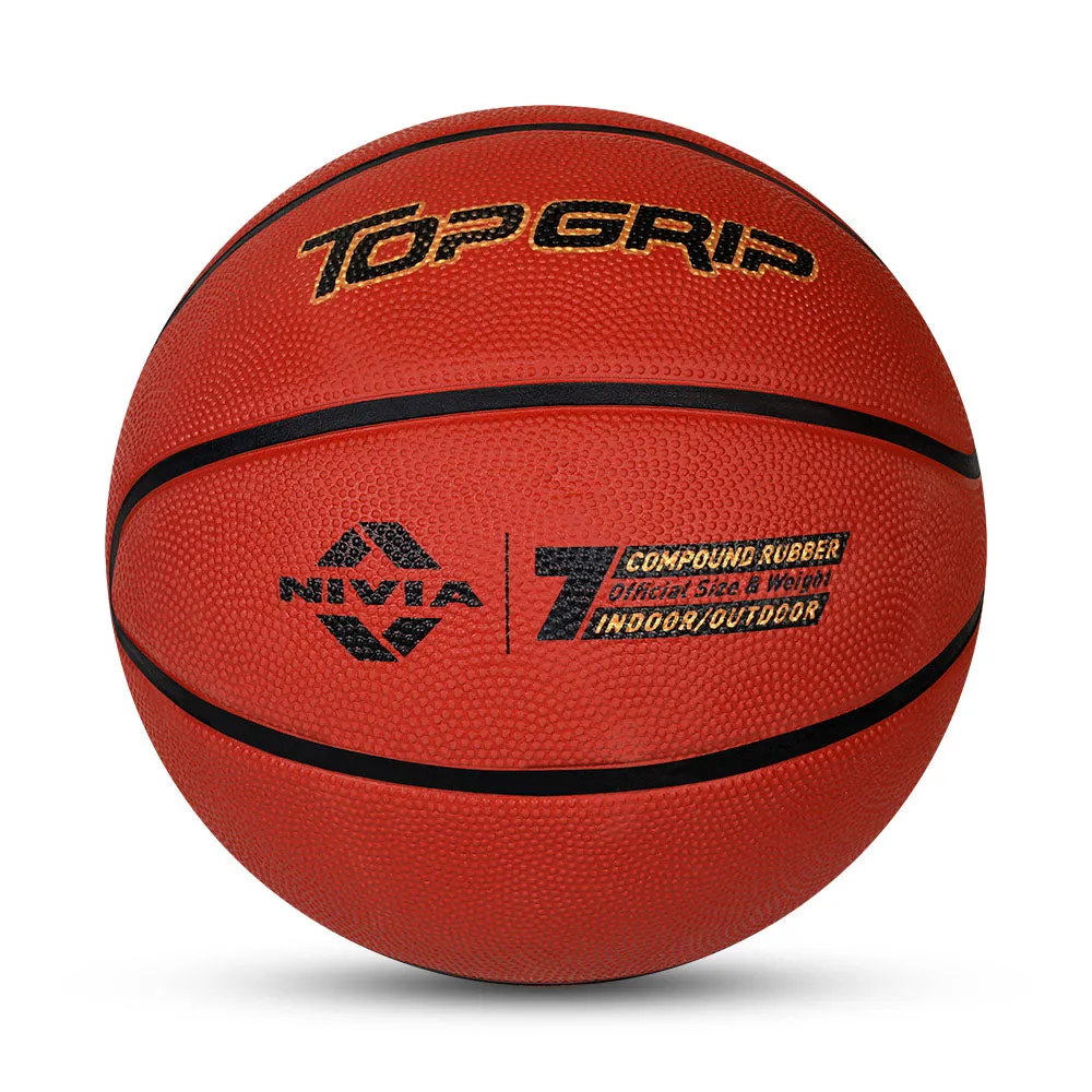 NIVIA TOPGRIP 3.0, Match Ball, 8 Panels, Soft Touch Rubber Cover Molded with Pebbled Texture , Butyl ThreadwoundedBladder, FIBA Level 2, Made for Tournaments , to Play on All Indoor & Outdoor Surfaces