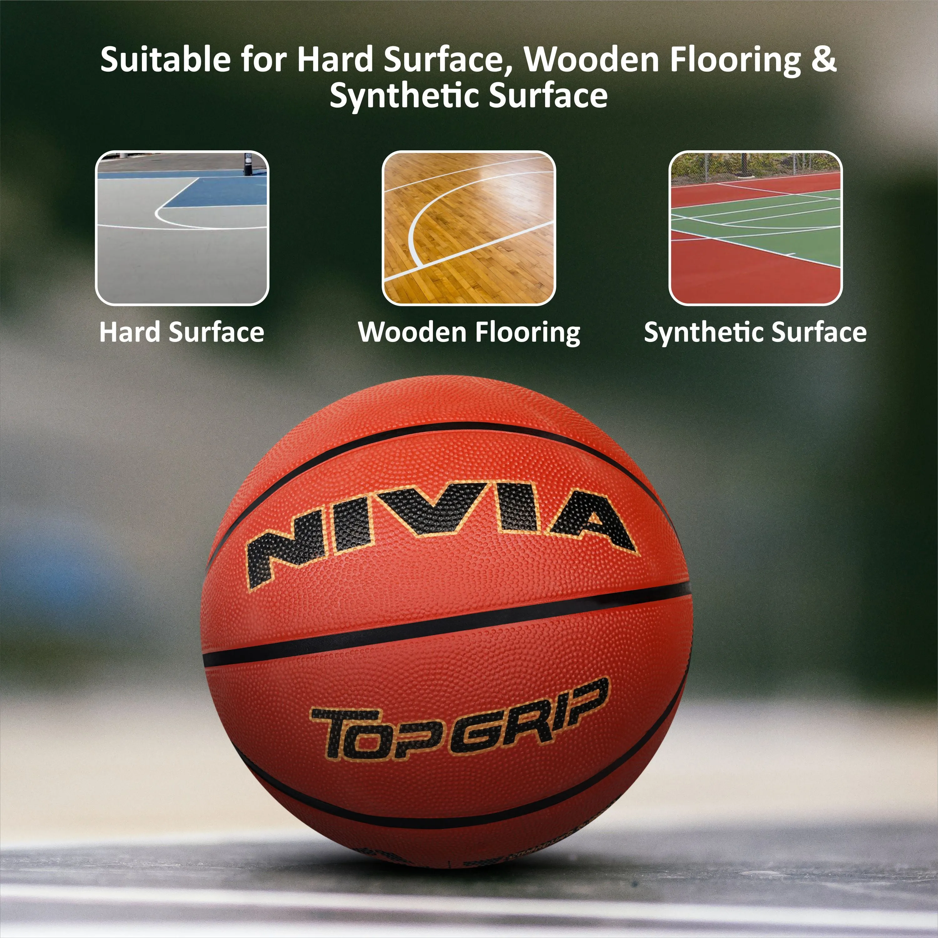 NIVIA TOPGRIP 3.0, Match Ball, 8 Panels, Soft Touch Rubber Cover Molded with Pebbled Texture , Butyl ThreadwoundedBladder, FIBA Level 2, Made for Tournaments , to Play on All Indoor & Outdoor Surfaces
