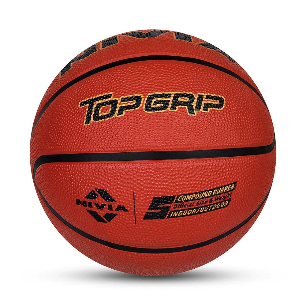 NIVIA TOPGRIP 3.0, Match Ball, 8 Panels, Soft Touch Rubber Cover Molded with Pebbled Texture , Butyl ThreadwoundedBladder, FIBA Level 2, Made for Tournaments , to Play on All Indoor & Outdoor Surfaces