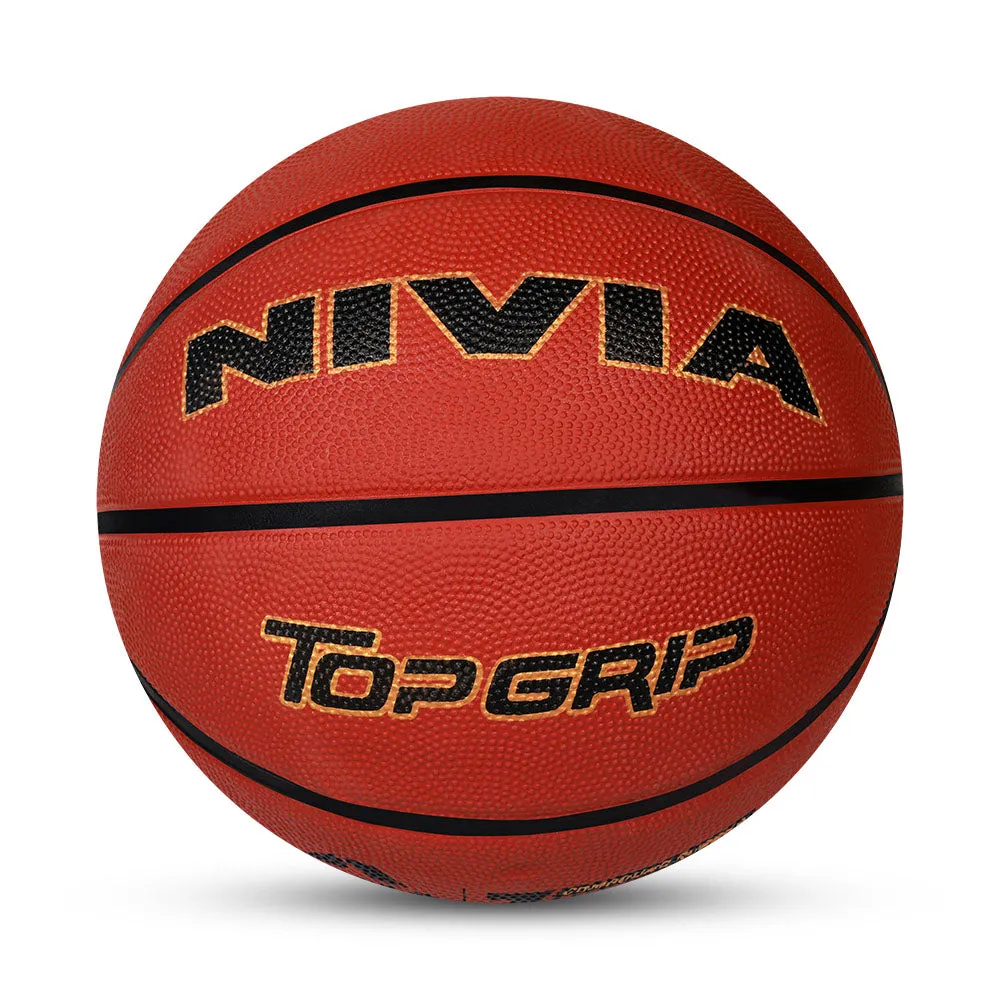 NIVIA TOPGRIP 3.0, Match Ball, 8 Panels, Soft Touch Rubber Cover Molded with Pebbled Texture , Butyl ThreadwoundedBladder, FIBA Level 2, Made for Tournaments , to Play on All Indoor & Outdoor Surfaces
