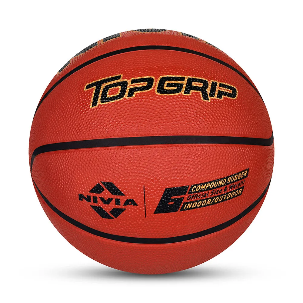 NIVIA TOPGRIP 3.0, Match Ball, 8 Panels, Soft Touch Rubber Cover Molded with Pebbled Texture , Butyl ThreadwoundedBladder, FIBA Level 2, Made for Tournaments , to Play on All Indoor & Outdoor Surfaces