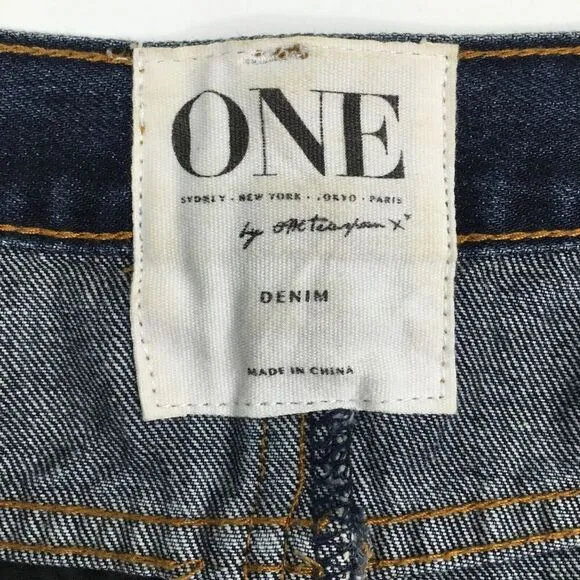 One Teaspoon Denim Junk Yard Mini Skirt Size 25 Low Rise Raw Hem Distressed Y2K