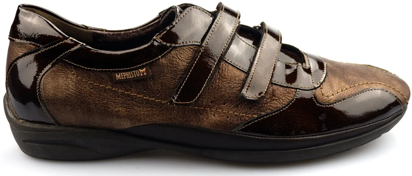 'PARNEL'women's double strap sneaker - Brown metallic