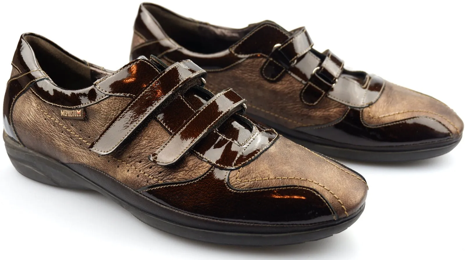 'PARNEL'women's double strap sneaker - Brown metallic