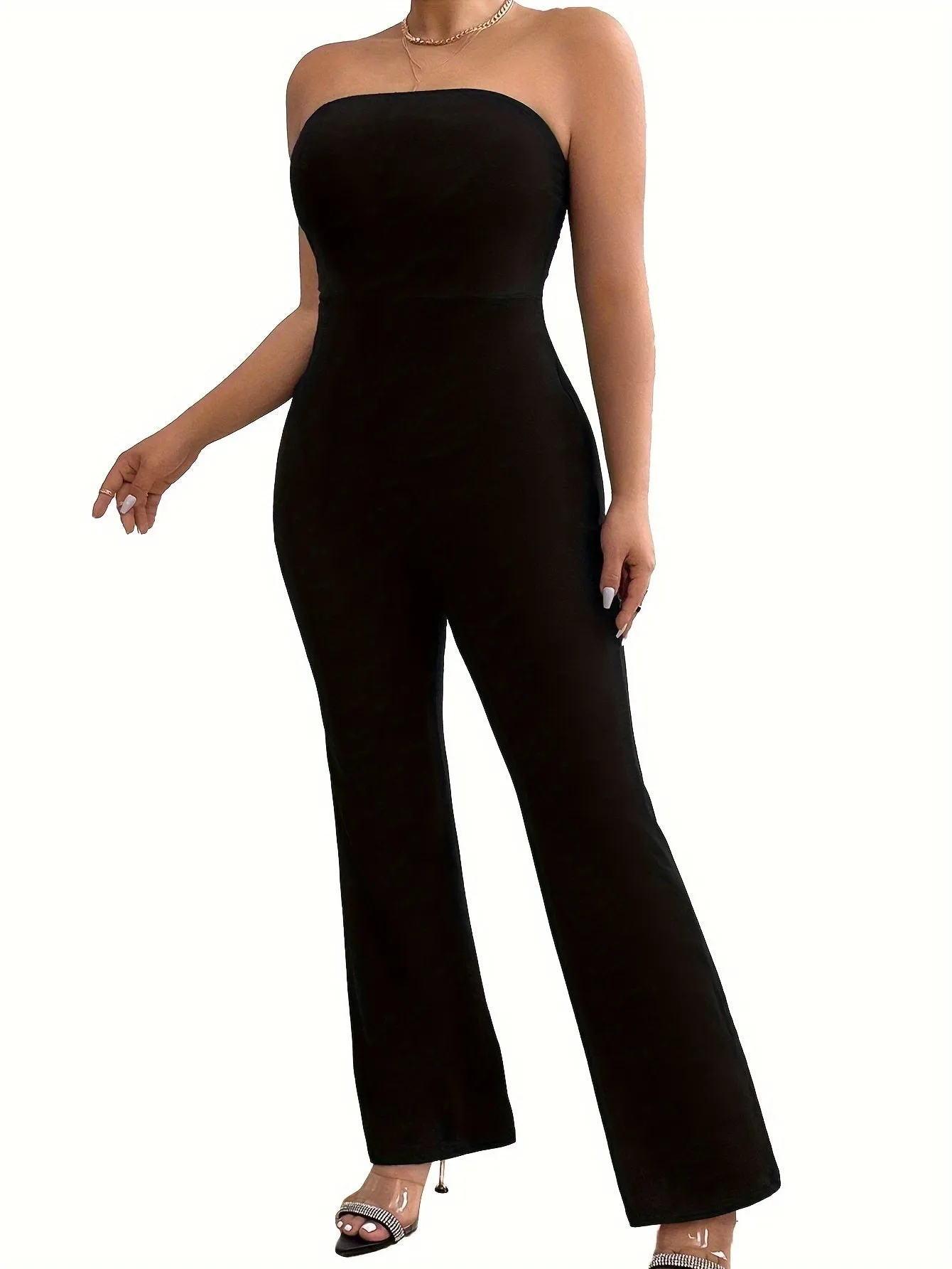Plus Size Strapless Jumpsuit – Sporty & Elegant Wide-Leg Romper for Women