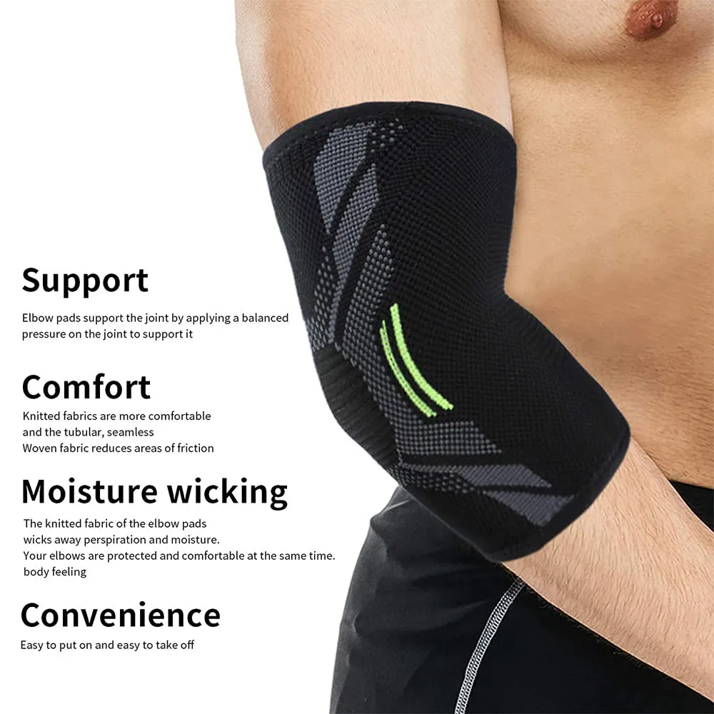 Premium Elbow Support Brace for Sports, Tennis, Golf & Basketball - Elastic Compression Sleeve, Anti-Slip Design for Elbow Pain Relief, Arthritis & Tendonitis Protection, Unisex, 1PC