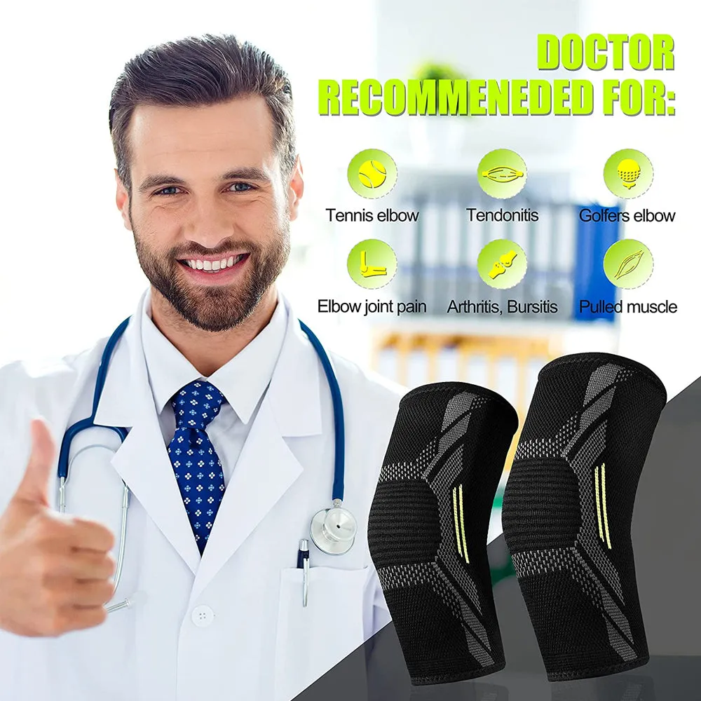 Premium Elbow Support Brace for Sports, Tennis, Golf & Basketball - Elastic Compression Sleeve, Anti-Slip Design for Elbow Pain Relief, Arthritis & Tendonitis Protection, Unisex, 1PC