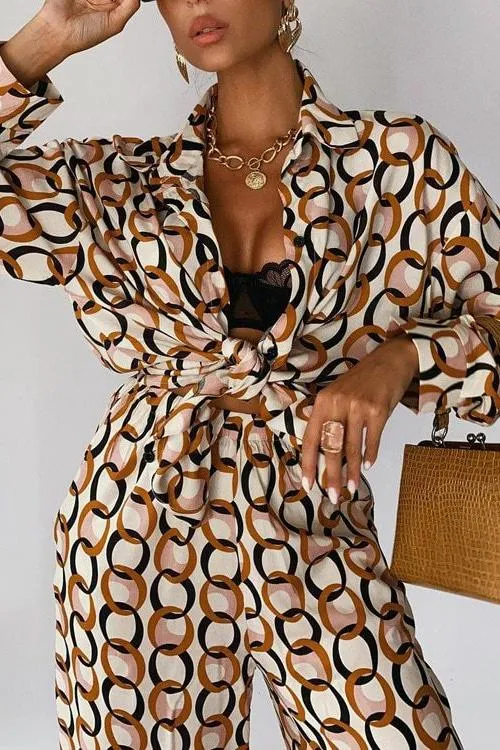 Printed loose comfortable casual suit