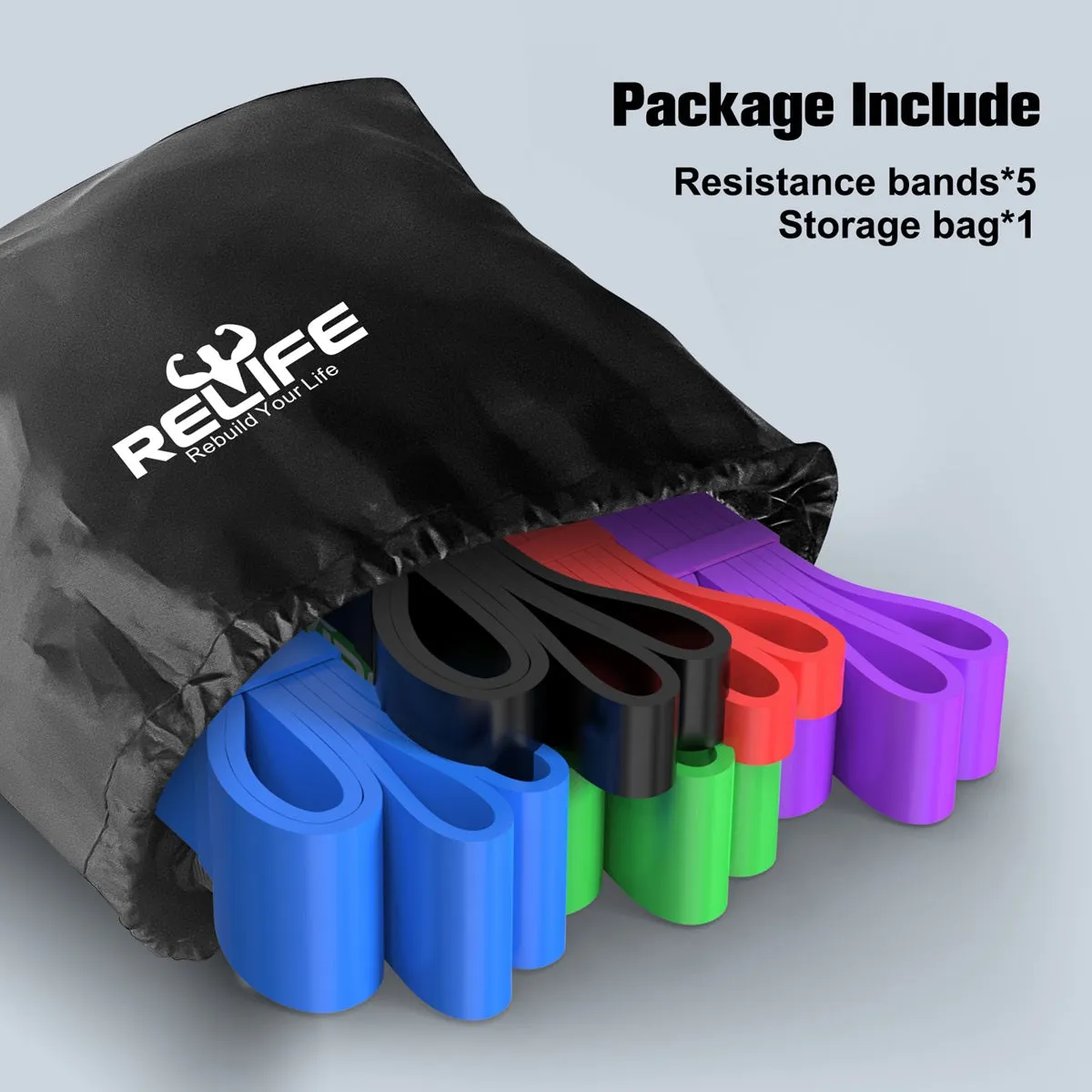 Pull Up Resistance Bands with Carry Bag (Set of 5)