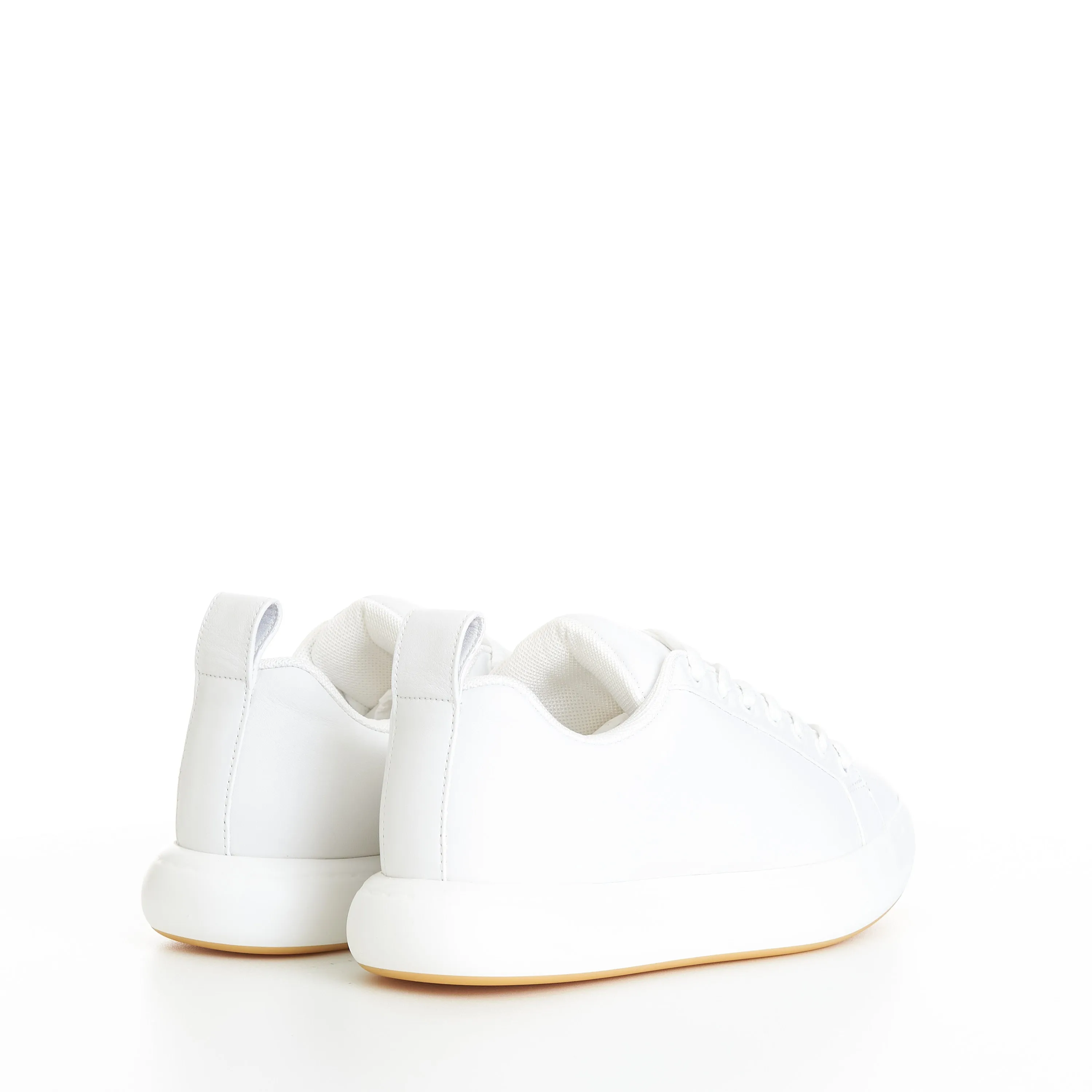 "Pillow" Lace-up Sneakers In Optic White / Natural Padded Leather