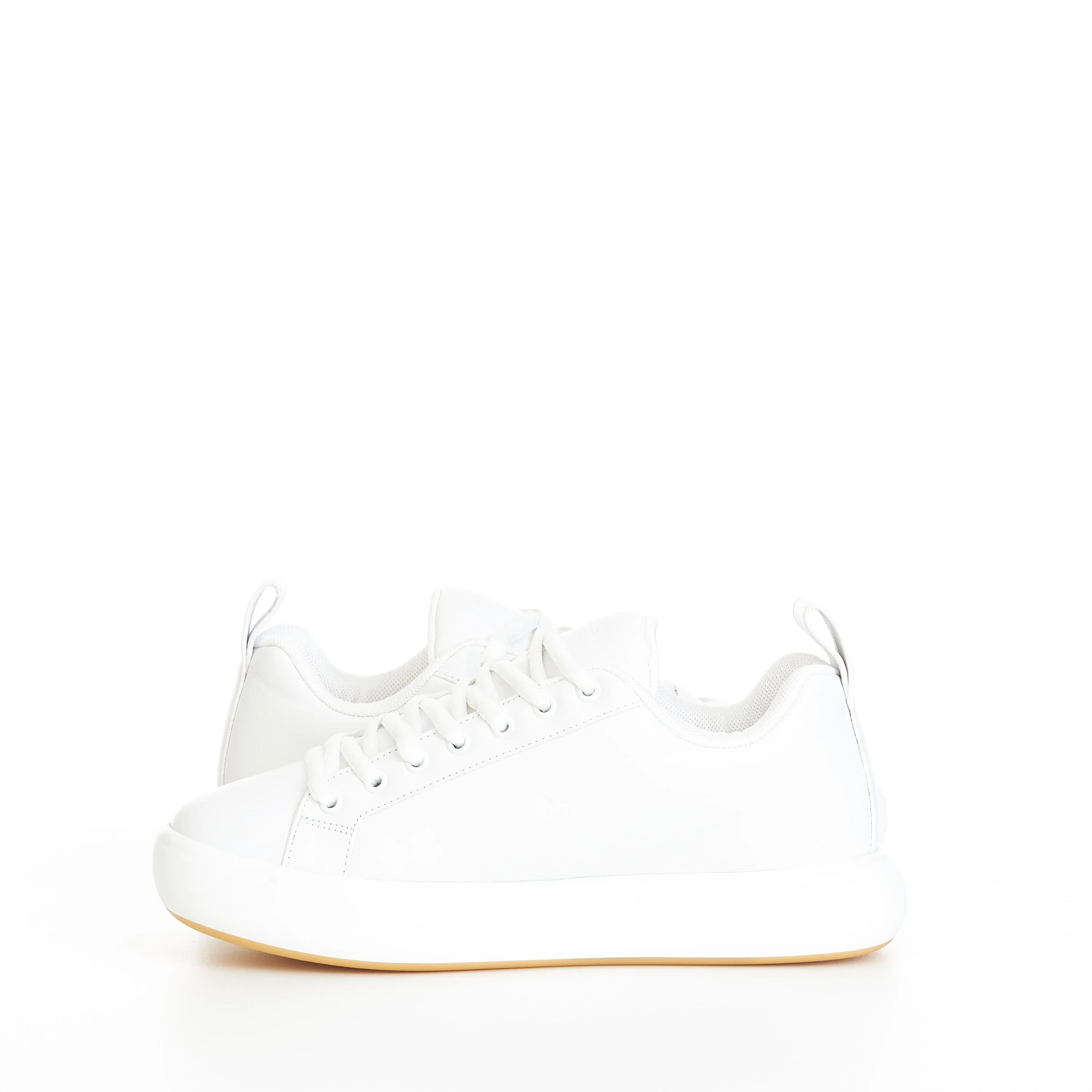 "Pillow" Lace-up Sneakers In Optic White / Natural Padded Leather