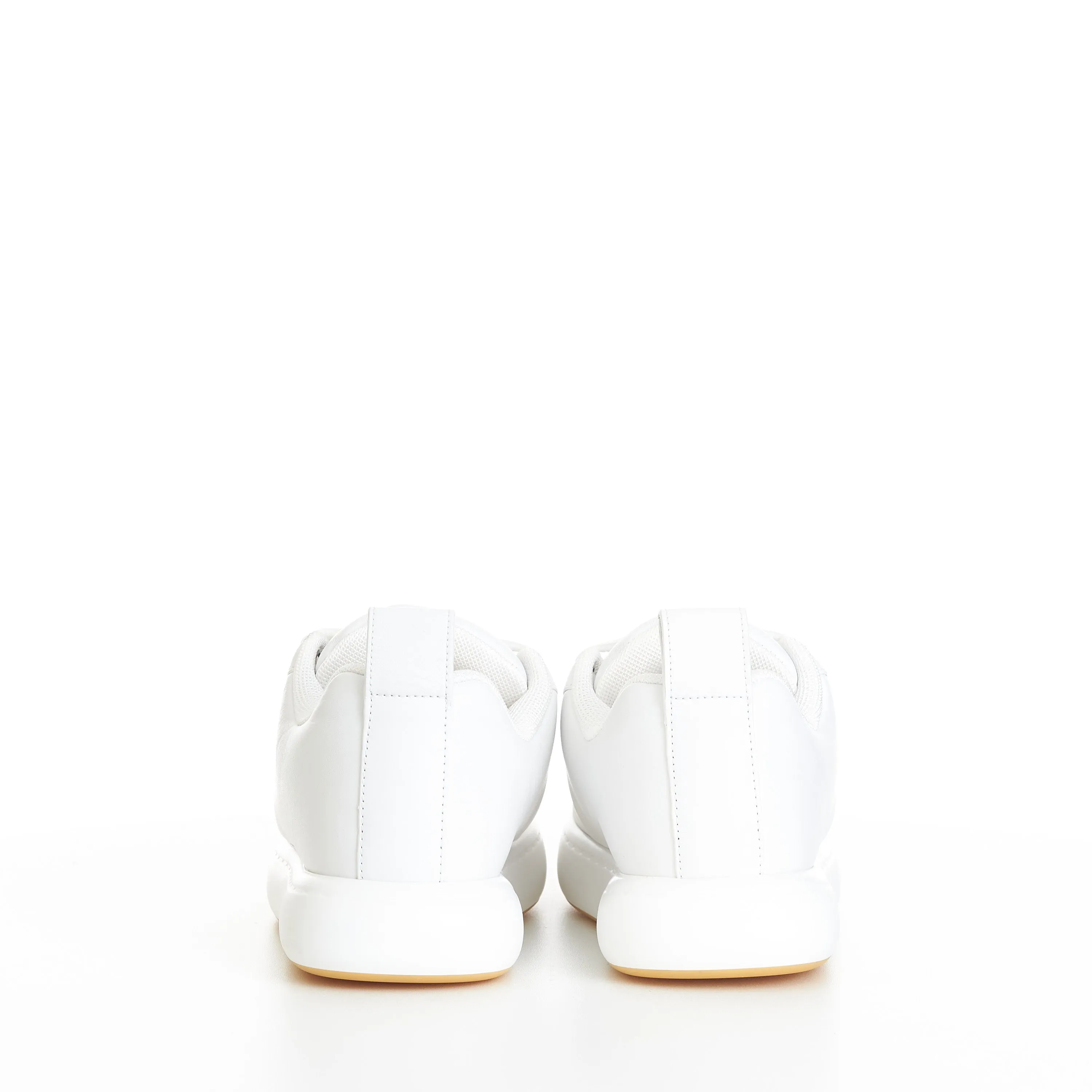 "Pillow" Lace-up Sneakers In Optic White / Natural Padded Leather