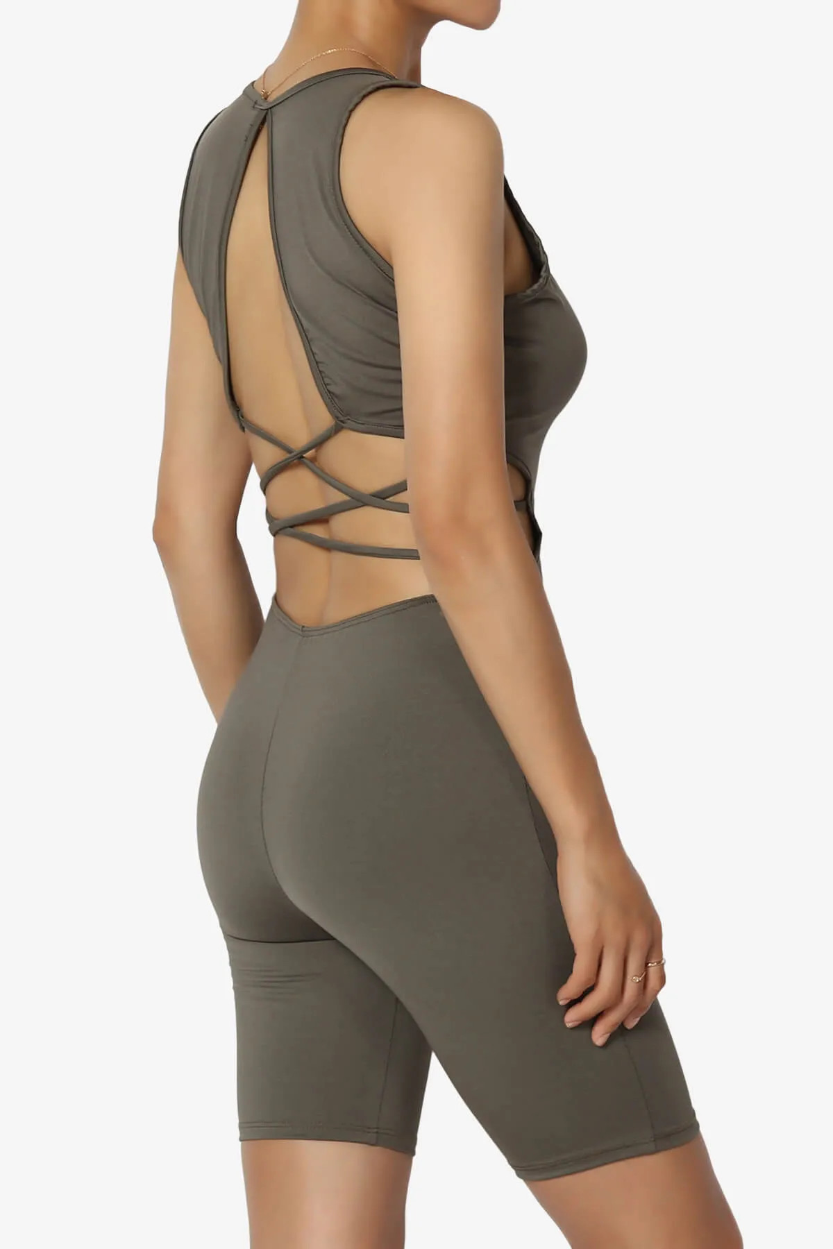 Rally Open Back Zip Front Romper