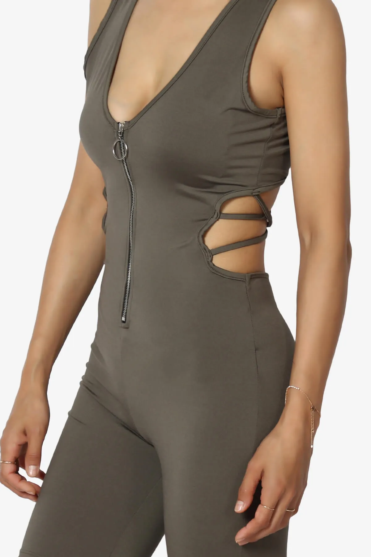 Rally Open Back Zip Front Romper